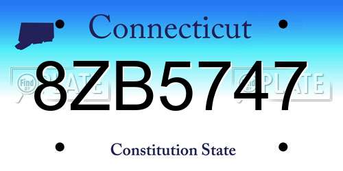 8ZB5747 Connecticut License Plate