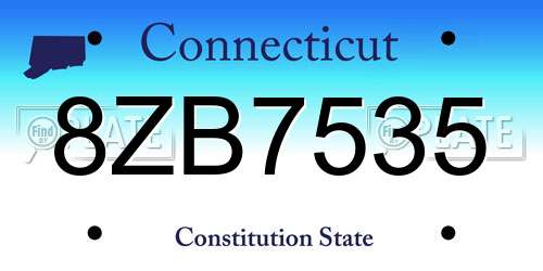 8ZB7535 Connecticut License Plate
