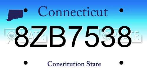 8ZB7538 Connecticut License Plate