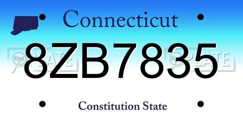 8ZB7835 Connecticut License Plate