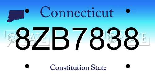 8ZB7838 Connecticut License Plate