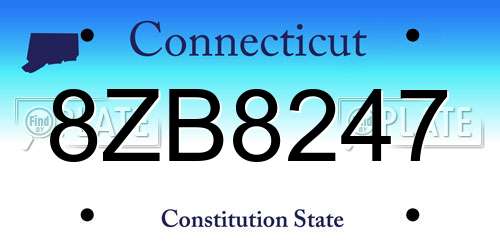 8ZB8247 Connecticut License Plate