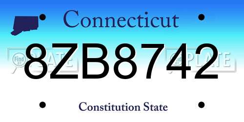 8ZB8742 Connecticut License Plate