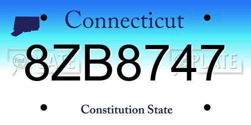 8ZB8747 Connecticut License Plate