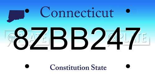8ZBB247 Connecticut License Plate
