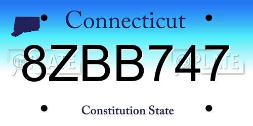 8ZBB747 Connecticut License Plate