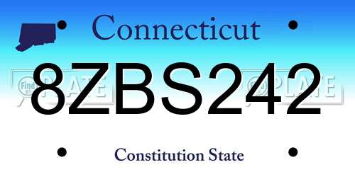 8ZBS242 Connecticut License Plate