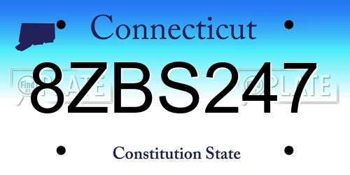8ZBS247 Connecticut License Plate