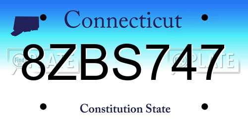 8ZBS747 Connecticut License Plate