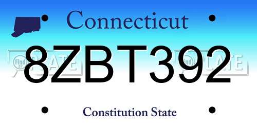 8ZBT392 Connecticut License Plate