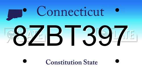 8ZBT397 Connecticut License Plate