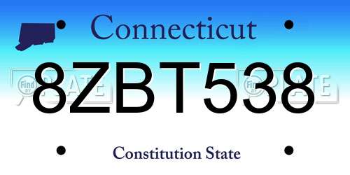 8ZBT538 Connecticut License Plate