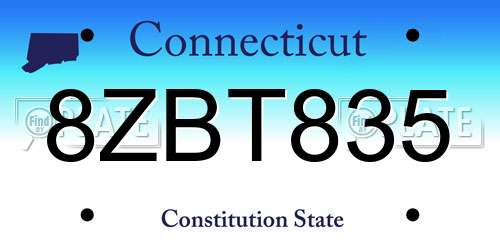 8ZBT835 Connecticut License Plate