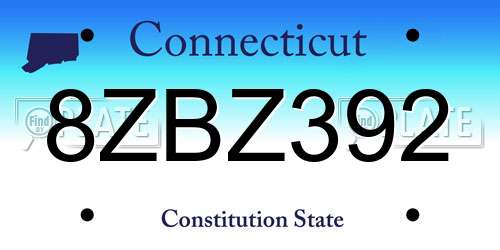 8ZBZ392 Connecticut License Plate