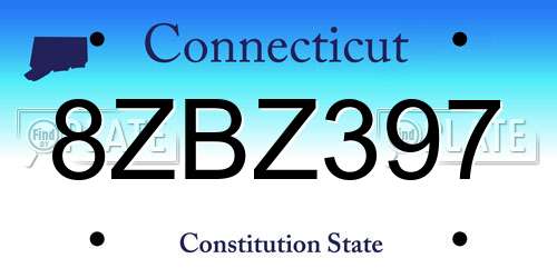 8ZBZ397 Connecticut License Plate