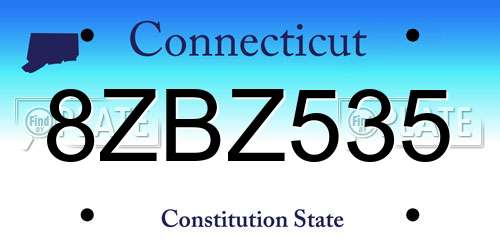 8ZBZ535 Connecticut License Plate