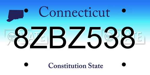8ZBZ538 Connecticut License Plate