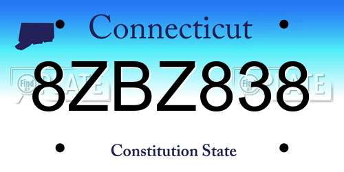 8ZBZ838 Connecticut License Plate