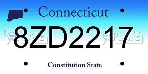 8ZD2217 Connecticut License Plate