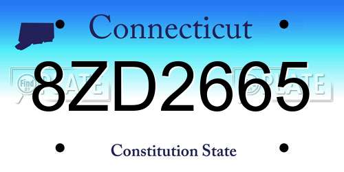 8ZD2665 Connecticut License Plate