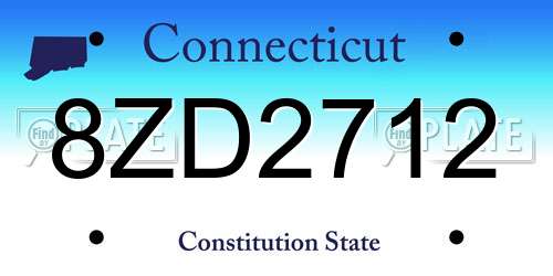 8ZD2712 Connecticut License Plate