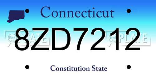 8ZD7212 Connecticut License Plate