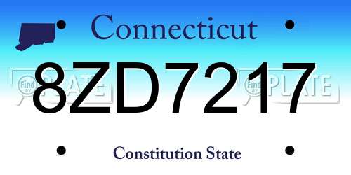 8ZD7217 Connecticut License Plate