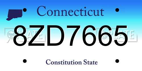8ZD7665 Connecticut License Plate