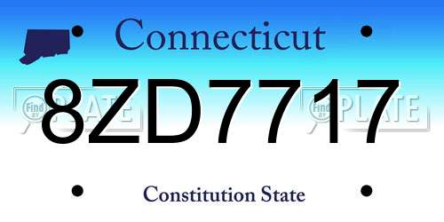 8ZD7717 Connecticut License Plate