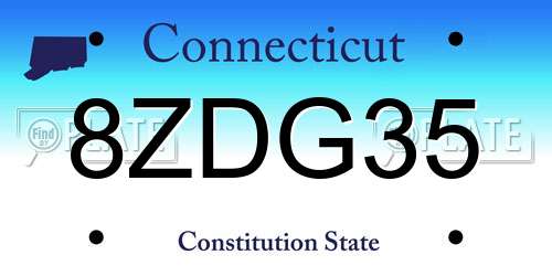 8ZDG35 Connecticut License Plate