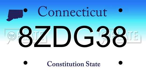 8ZDG38 Connecticut License Plate