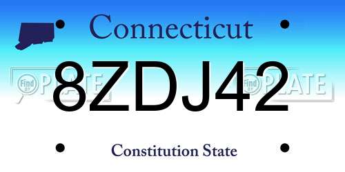8ZDJ42 Connecticut License Plate