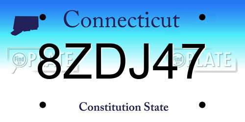 8ZDJ47 Connecticut License Plate