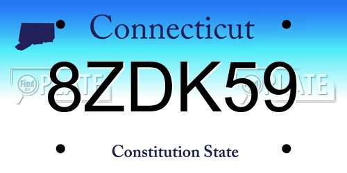 8ZDK59 Connecticut License Plate