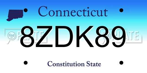 8ZDK89 Connecticut License Plate