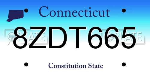8ZDT665 Connecticut License Plate