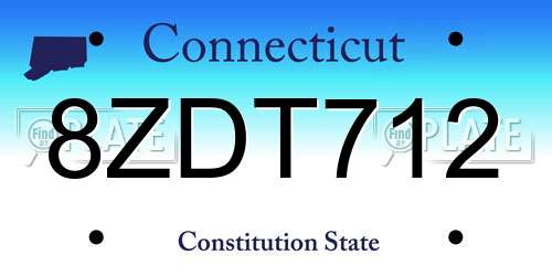 8ZDT712 Connecticut License Plate