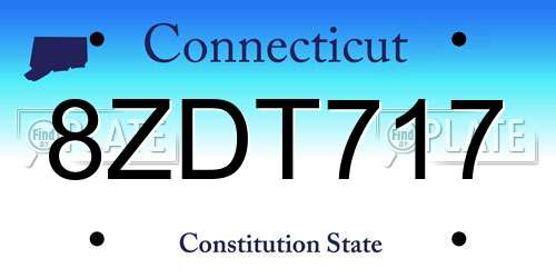 8ZDT717 Connecticut License Plate