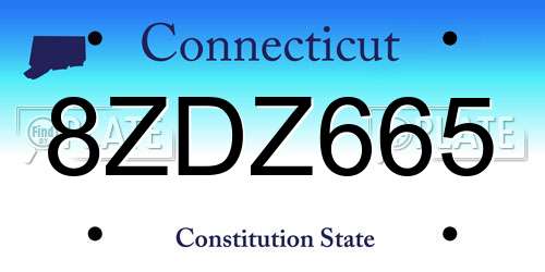 8ZDZ665 Connecticut License Plate