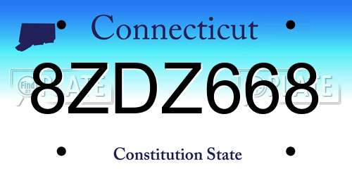 8ZDZ668 Connecticut License Plate