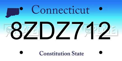 8ZDZ712 Connecticut License Plate