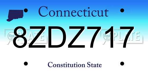 8ZDZ717 Connecticut License Plate