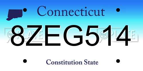8ZEG514 Connecticut License Plate