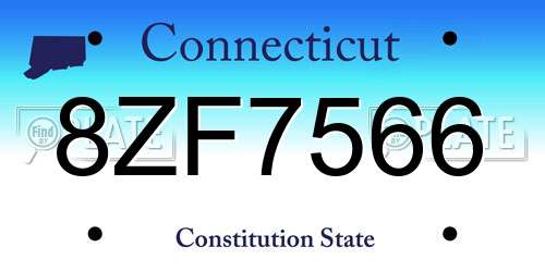 8ZF7566 Connecticut License Plate