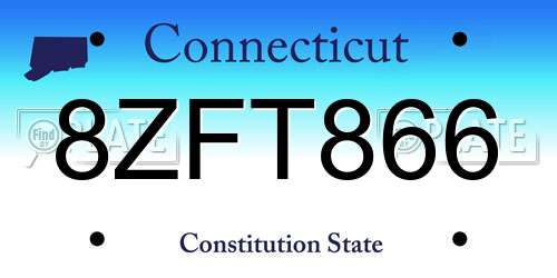 8ZFT866 Connecticut License Plate