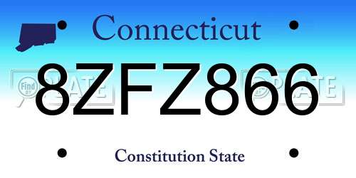8ZFZ866 Connecticut License Plate
