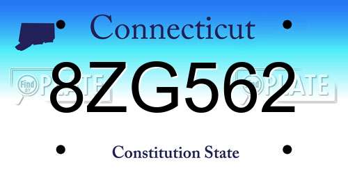 8ZG562 Connecticut License Plate
