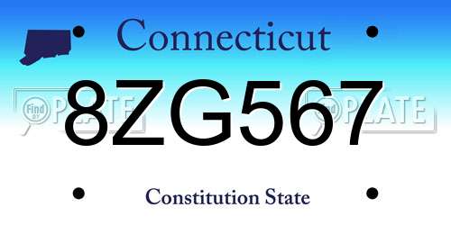 8ZG567 Connecticut License Plate