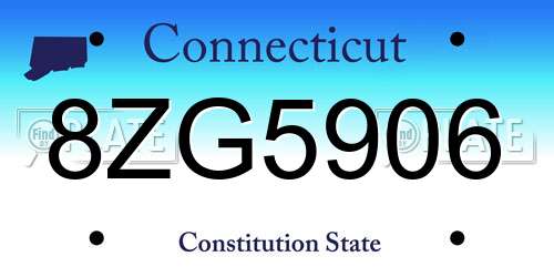 8ZG5906 Connecticut License Plate