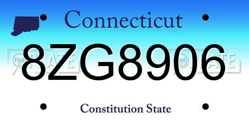 8ZG8906 Connecticut License Plate